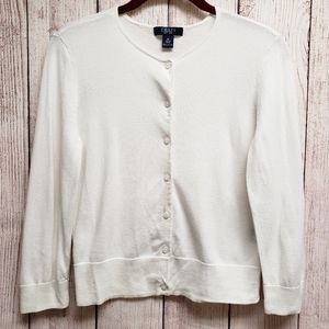 Elegant White Chaps Cardigan Sweater